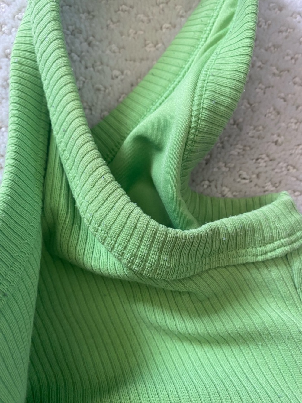 Alo Ribbed Lime Green Crop Tank Top, size medium - Picture 5 of 9